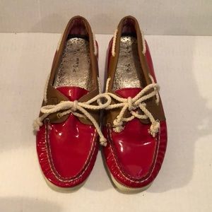 Sperry Red Patent Leather Boat Shoes